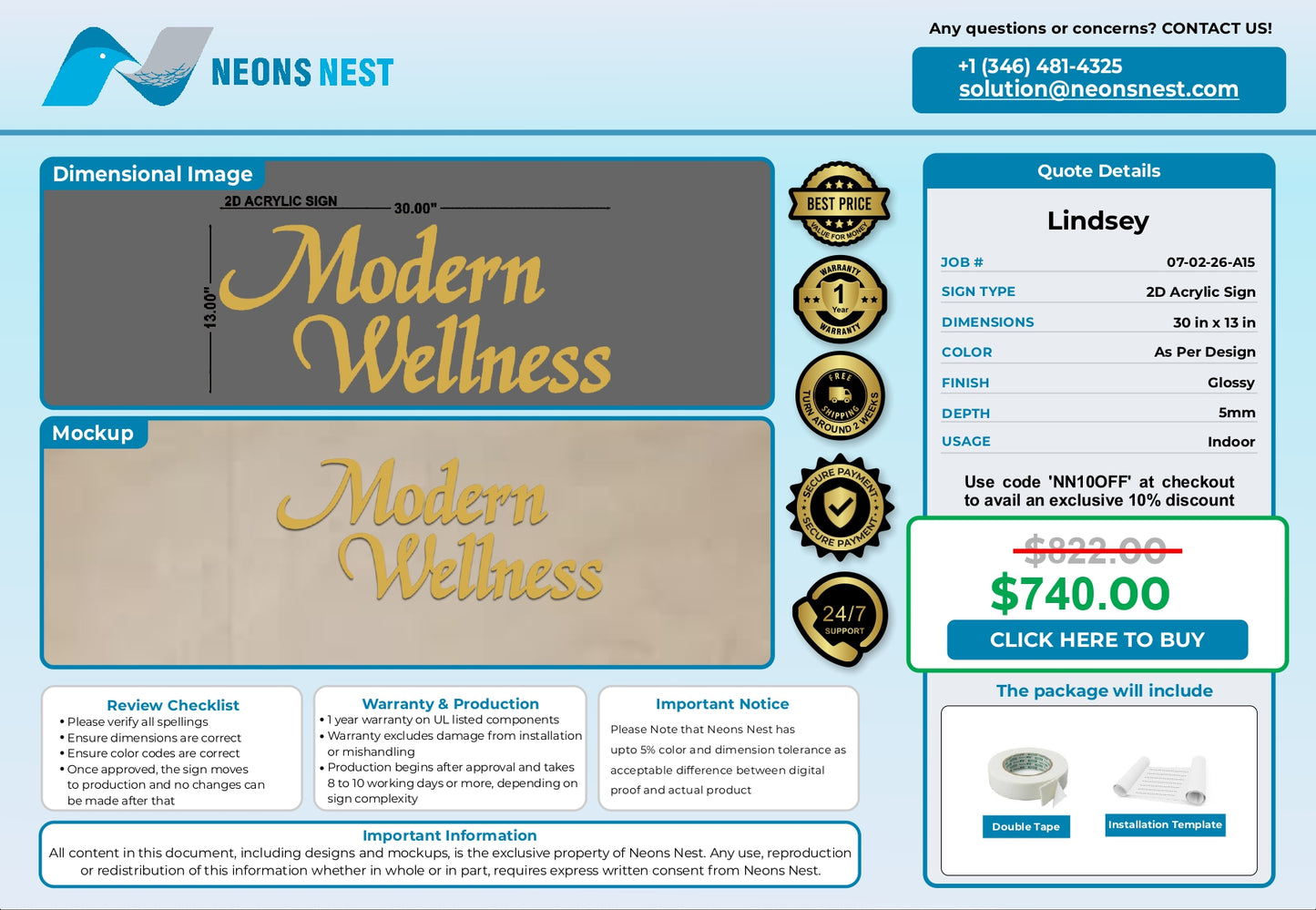 2D Acrylic Sign-Indoor-Modern Wellness - Neonsnest.com
