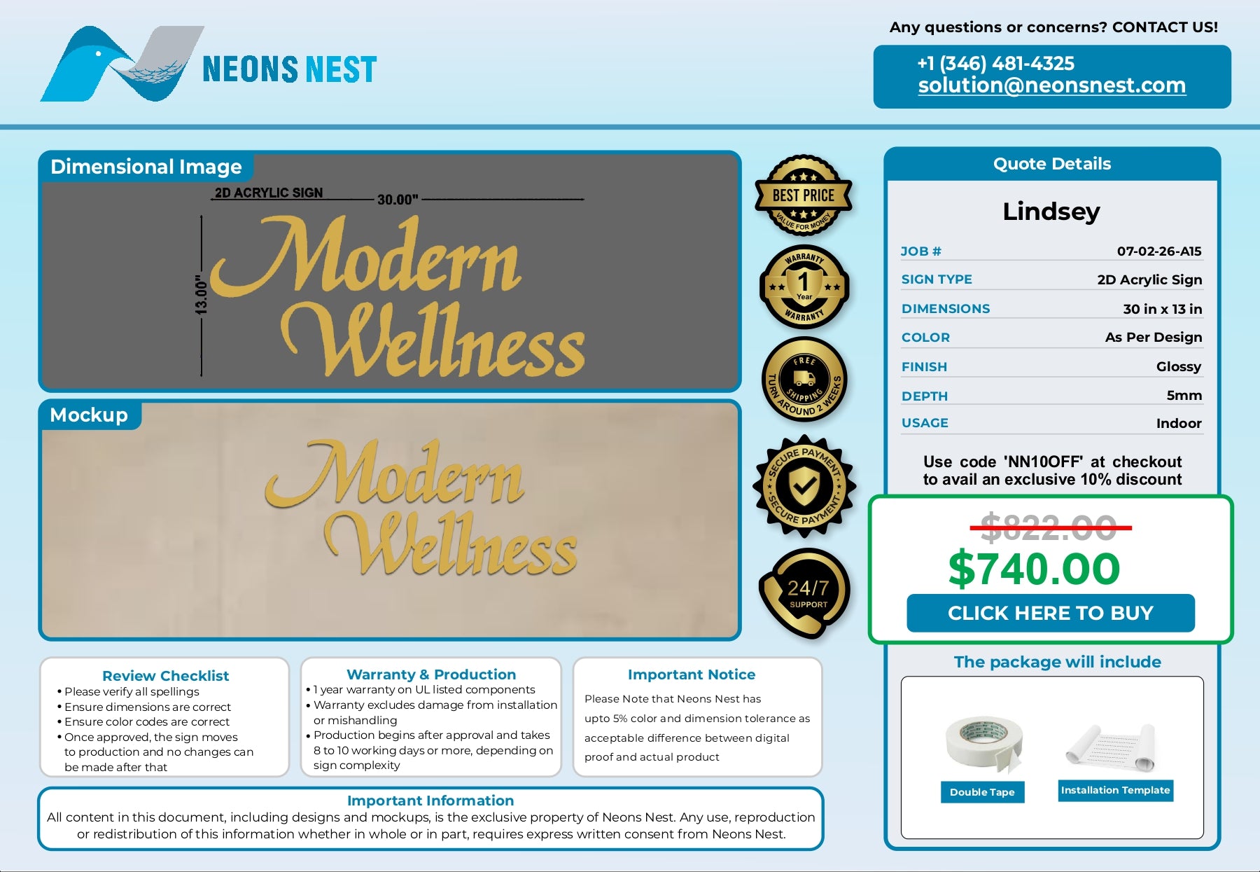 2D Acrylic Sign-Indoor-Modern Wellness - Neonsnest.com