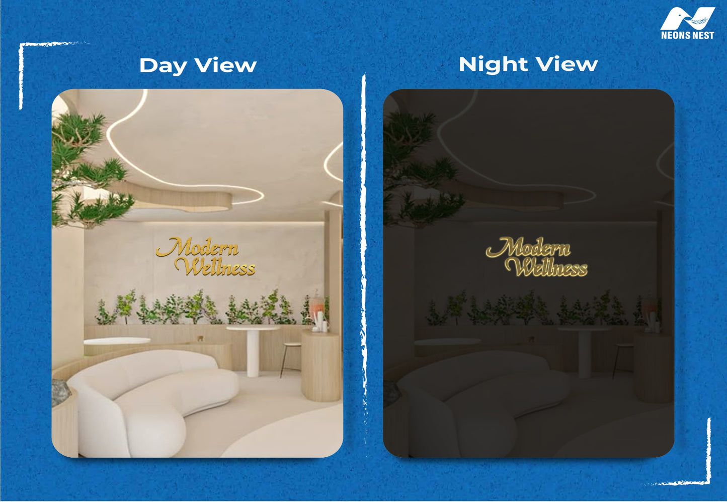 3D Metal Backlit Sign-Indoor-Modern Wellness - Neonsnest.com