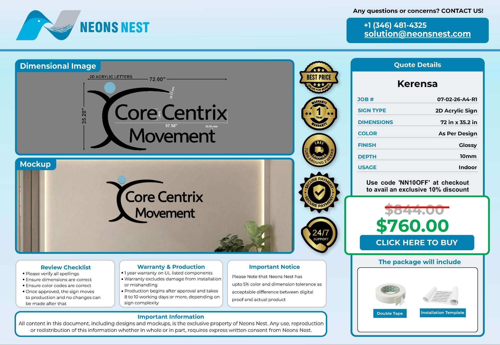Core Centrix movement 2D Acrylic Sign - Neonsnest.com