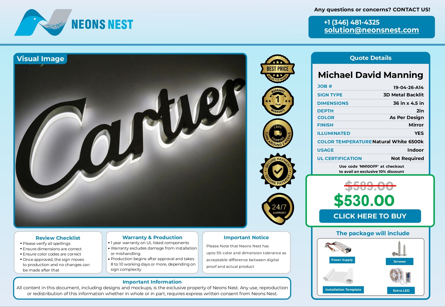 Music 2 Career- 3D Metal Back-lit Sign - Neonsnest.com