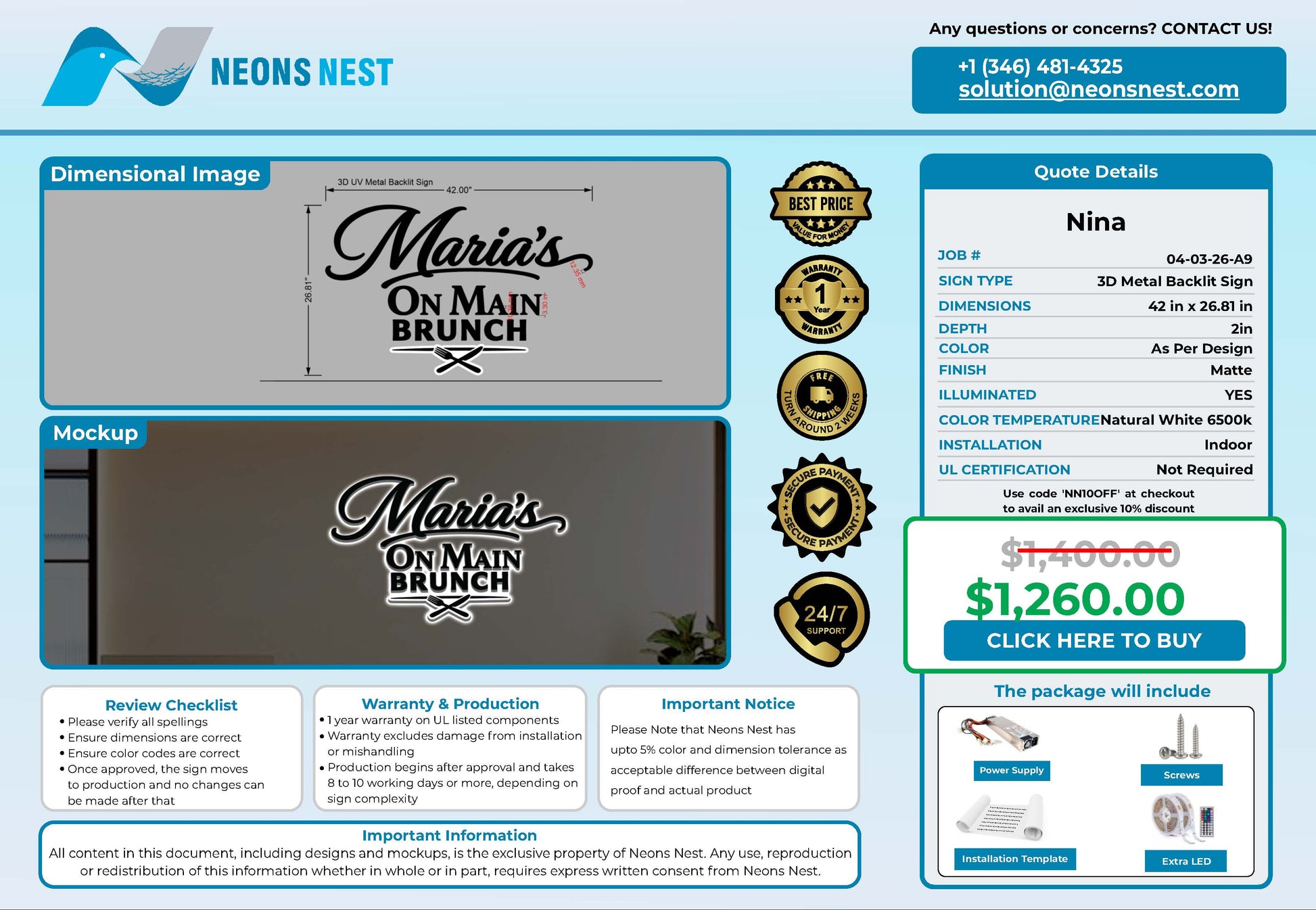 Maria’s on Main 3D Metal Backlit Sign - Neonsnest.com