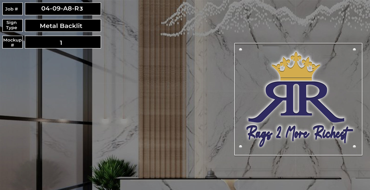 Rags 2 More Richest – Custom 3D Metal Backlit Sign