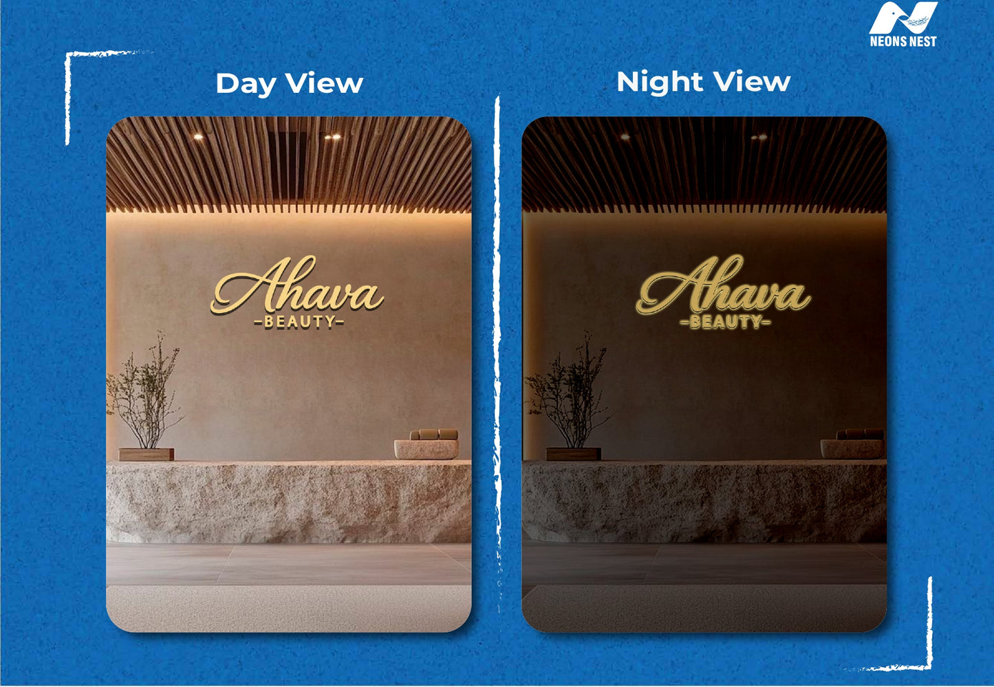 3D Metal Back-lit Sign-Ahava Beauty