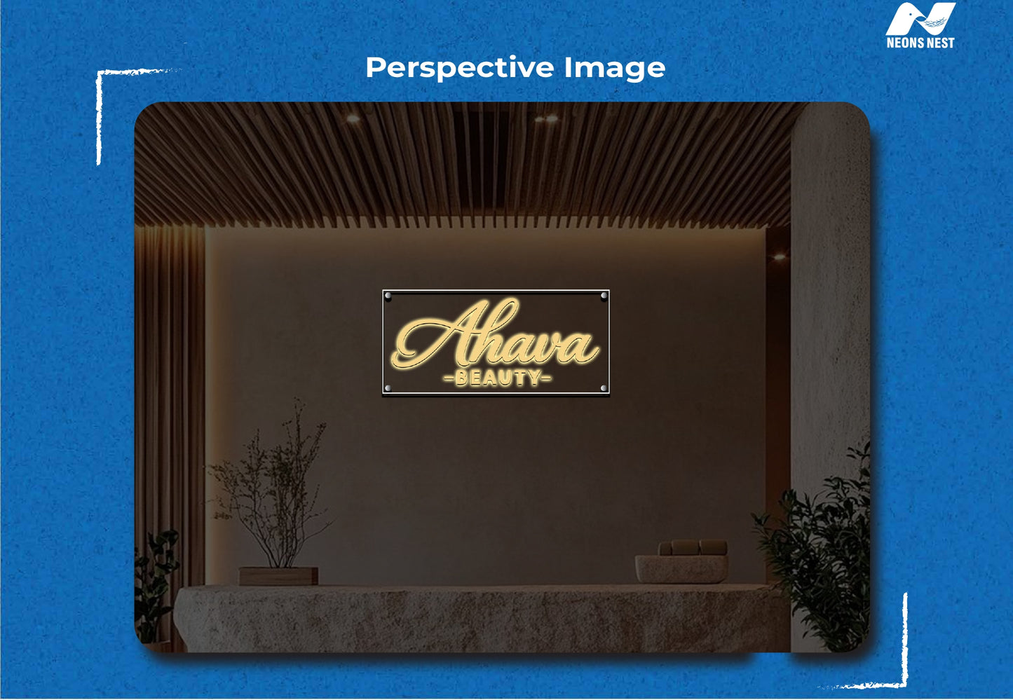 3D Metal Backlit With Acrylic Backboard-Ahava Beauty