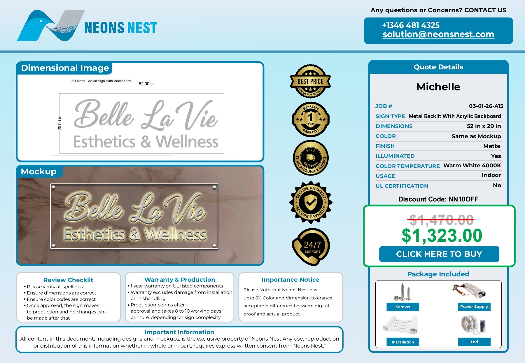 Belle La Vie Metal Backlit Sign - Neonsnest.com