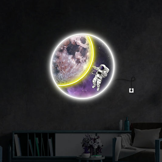 Moon and Astronaut LED Sign