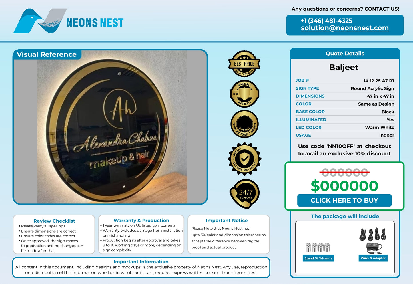 Round Acrylic Sign- Naan By Gulshan - Neonsnest.com