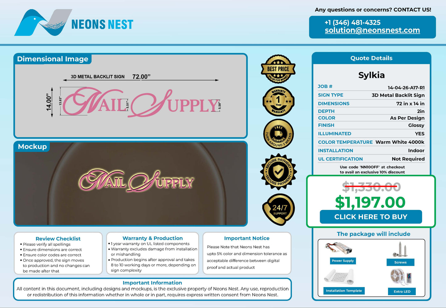 Nail Supply 3D Metal Backlit - Neonsnest.com