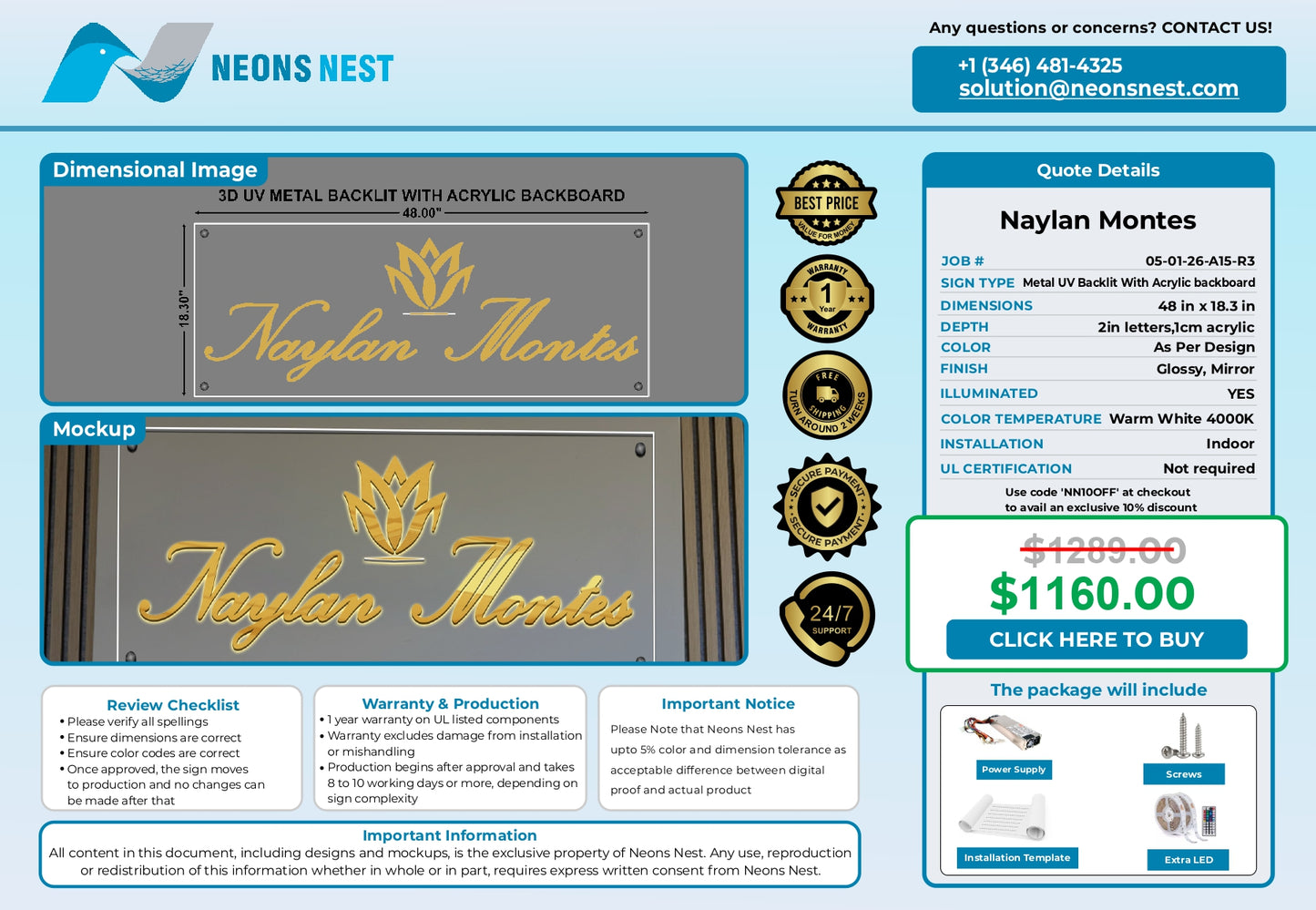 Metal UV Backlit With Acrylic Backboard-Naylan Montes Wellness Spa - Neonsnest.com