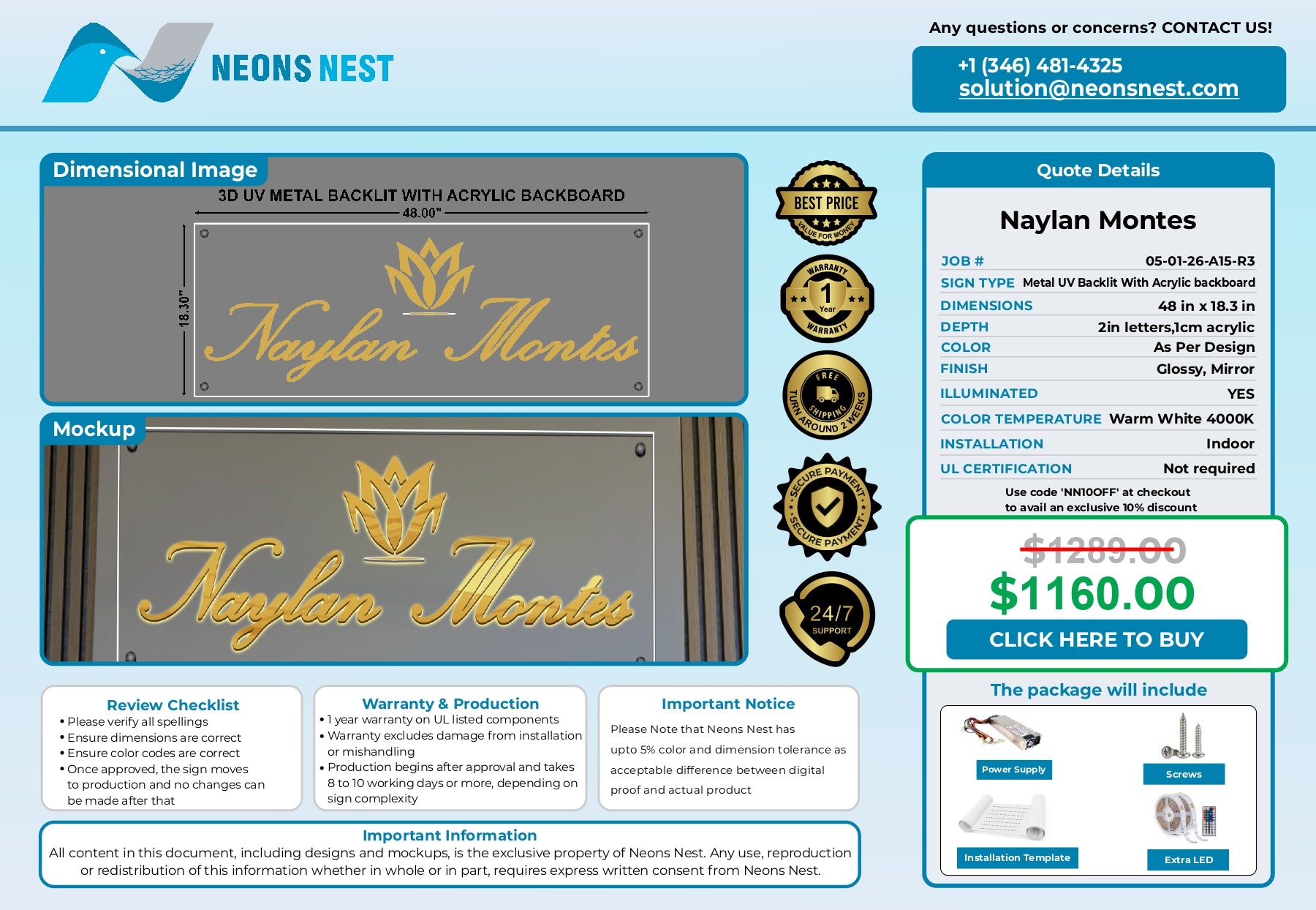 Metal UV Backlit With Acrylic Backboard-Naylan Montes Wellness Spa - Neonsnest.com