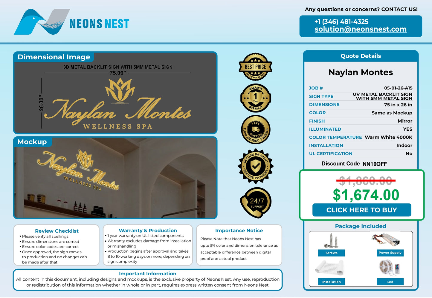 Naylan Montes Wellness Spa 3D Metal Back-Lit - Neonsnest.com
