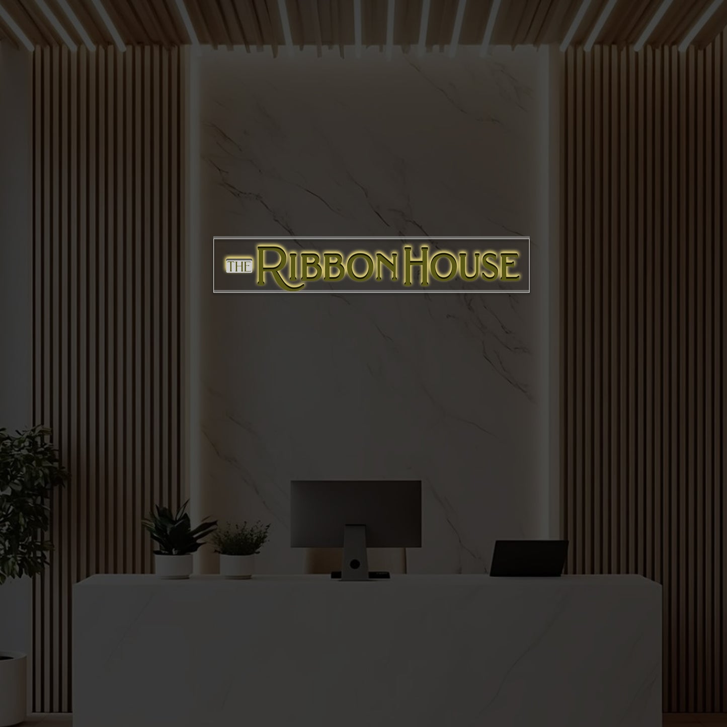 3D Metal Backlit Sign Ribbon House - Neonsnest.com