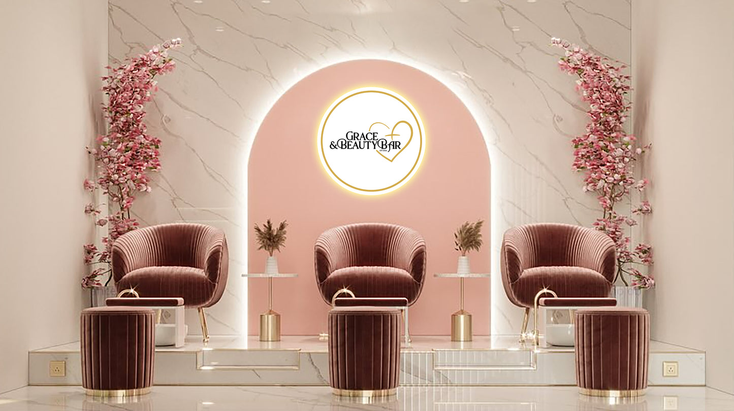 Grace & Beauty Bar Round Acrylic Sign