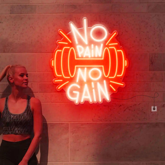 No Pain No Gain Neon Sign, Weight Lifting Fitness Club Led Sign