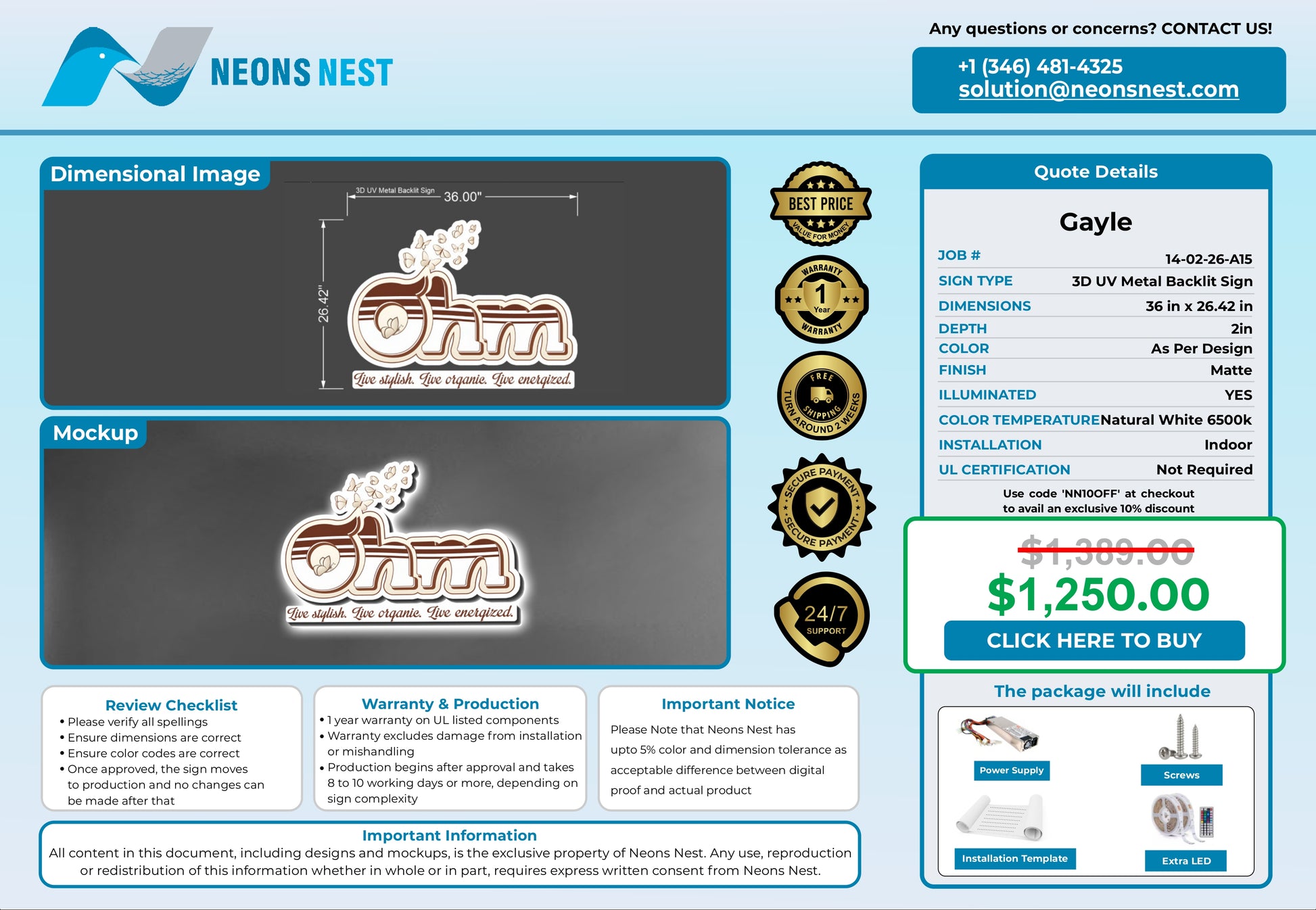 Ohm Lifestyle Center 3D Metal Back-Lit - Neonsnest.com