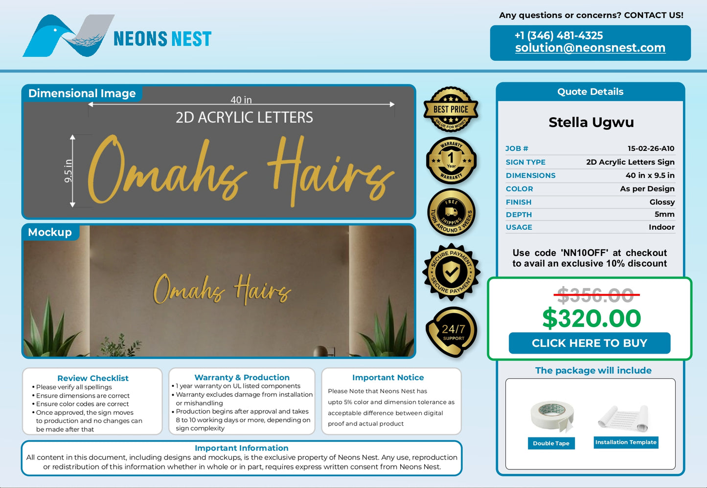 2D Acrylic Letters Sign- Omahshairs - Neonsnest.com