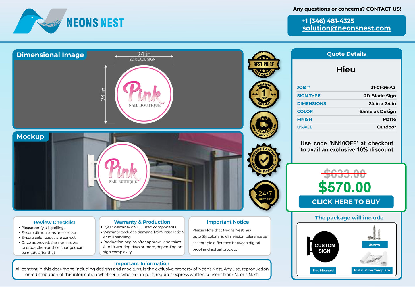Pink Nail Boutique Blade Sign