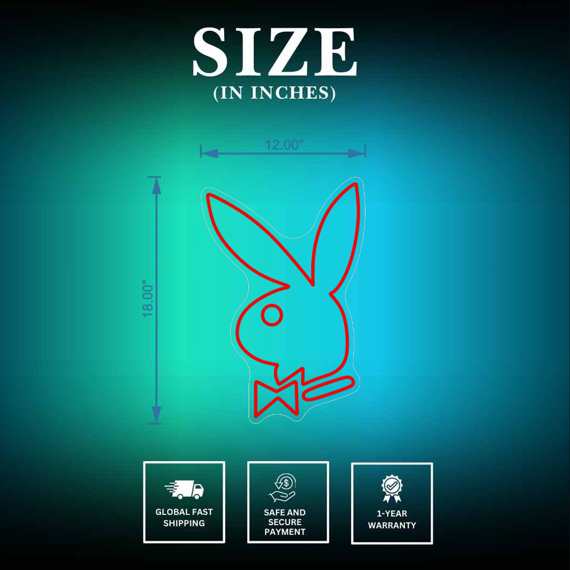 Playboy Bunny neon sign Size