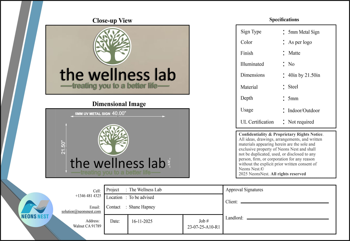 The Wellness Lab 5mm Metal Sign - Neonsnest.com