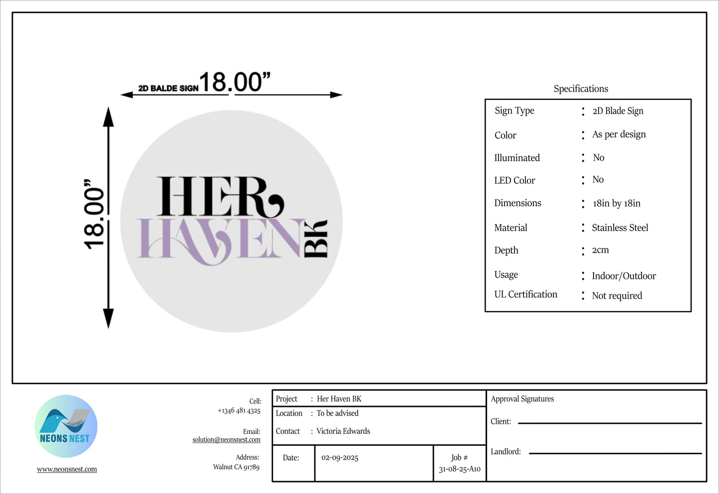 HER HAVEN BK Signs