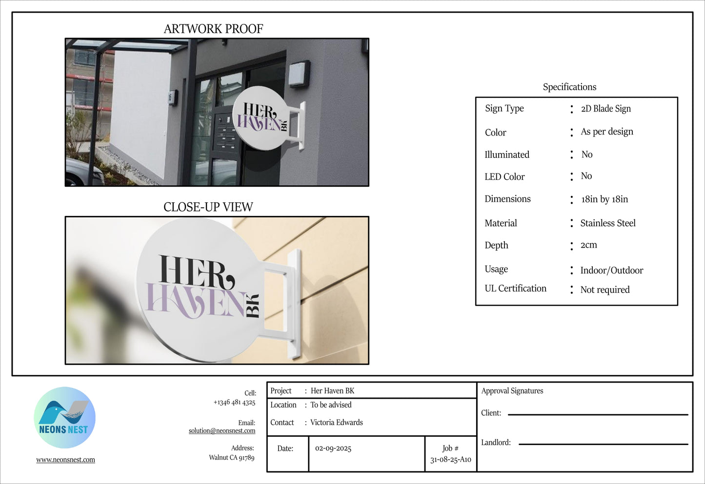 HER HAVEN BK Signs