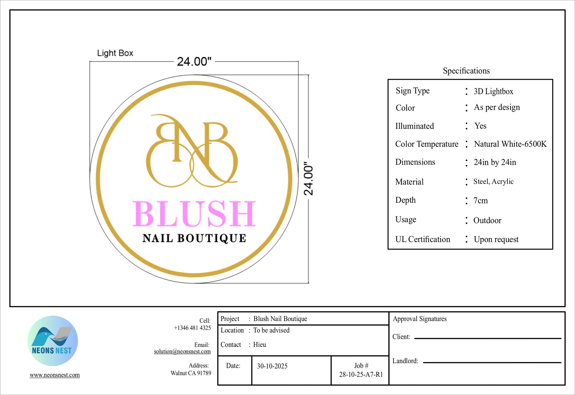 Blush Nail Boutique Signage - Neonsnest.com