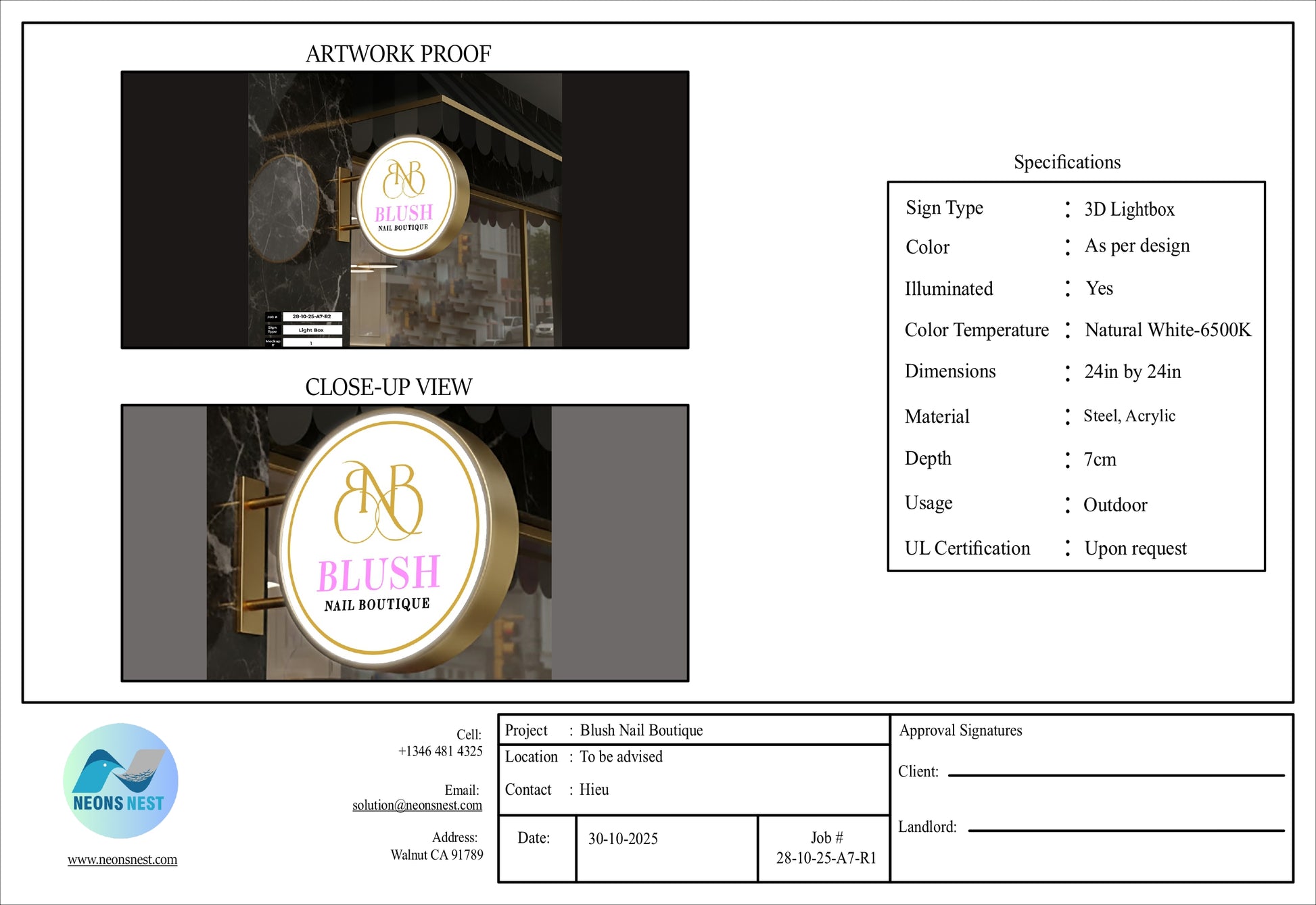 Blush Nail Boutique Signage - Neonsnest.com