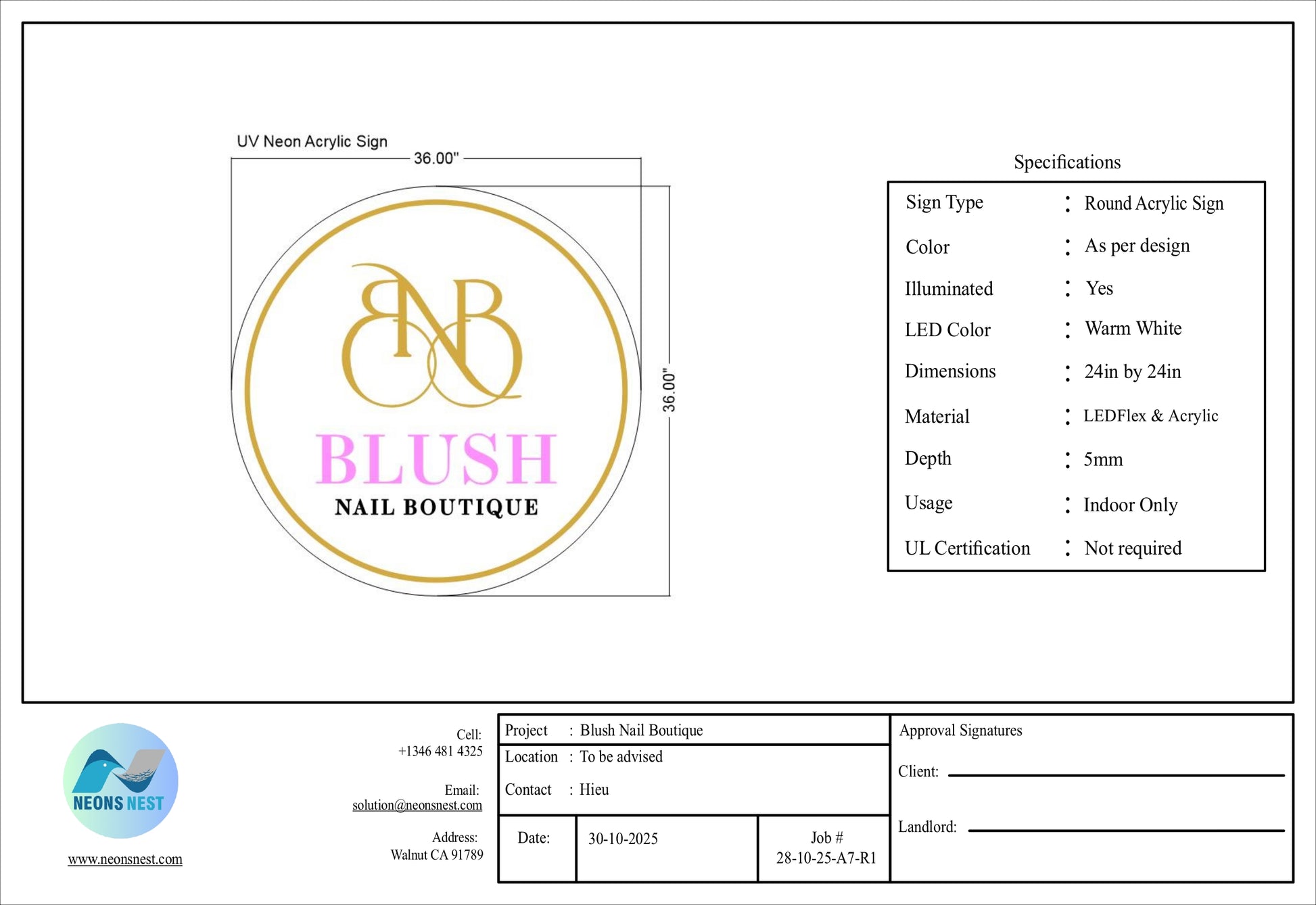 Blush Nail Boutique Signage - Neonsnest.com