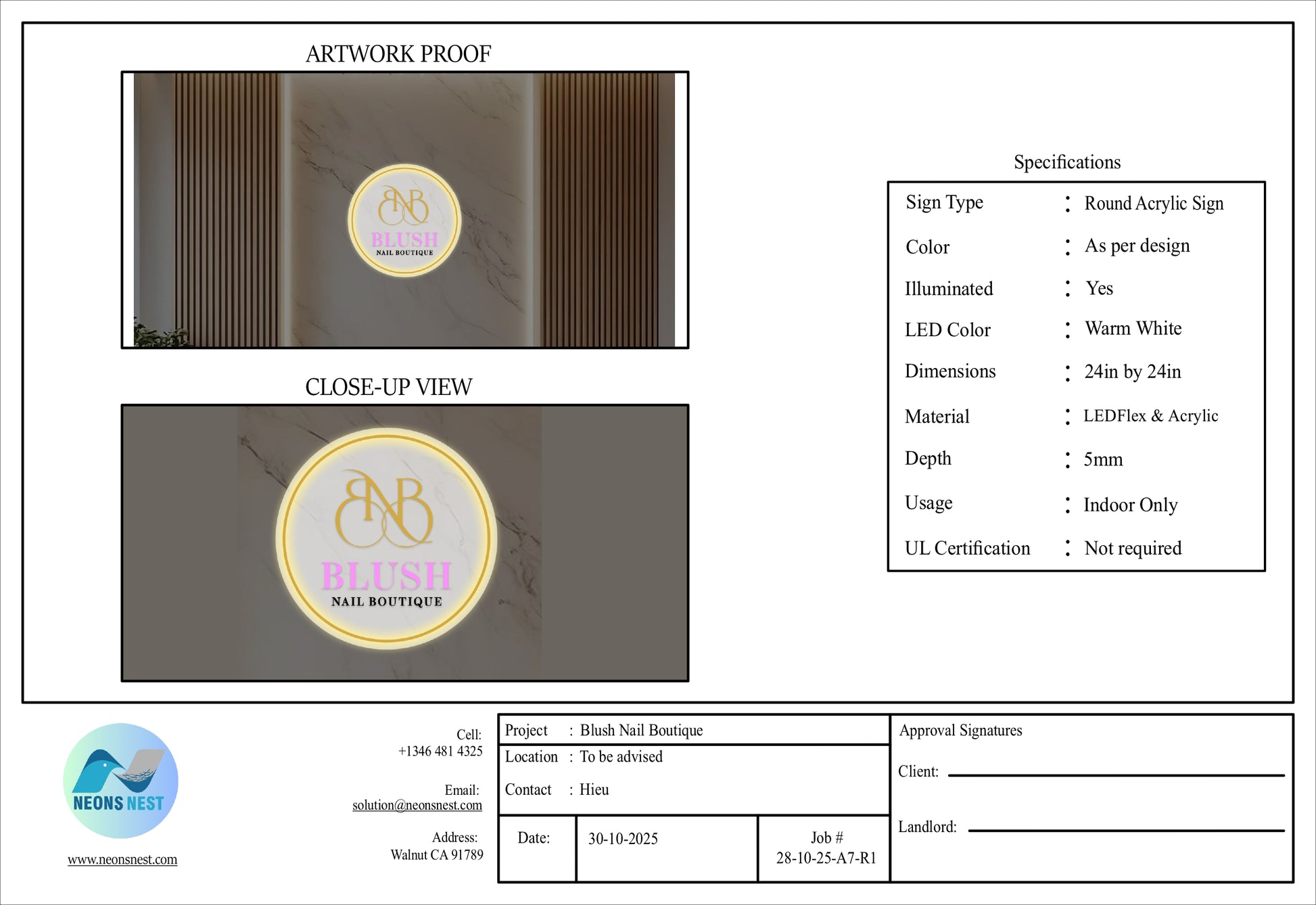 Blush Nail Boutique Signage - Neonsnest.com