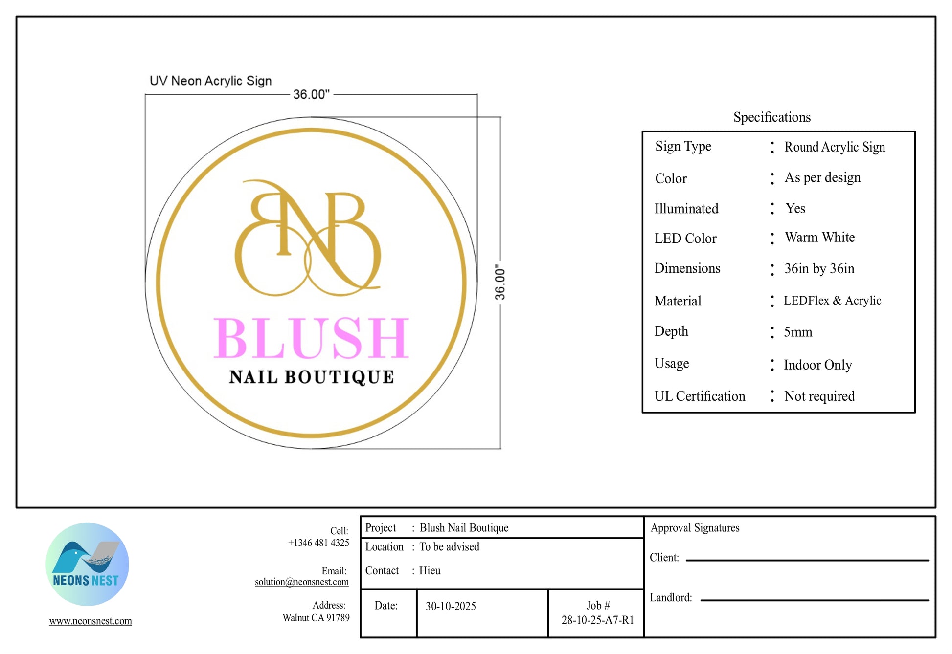 Blush Nail Boutique Signage - Neonsnest.com