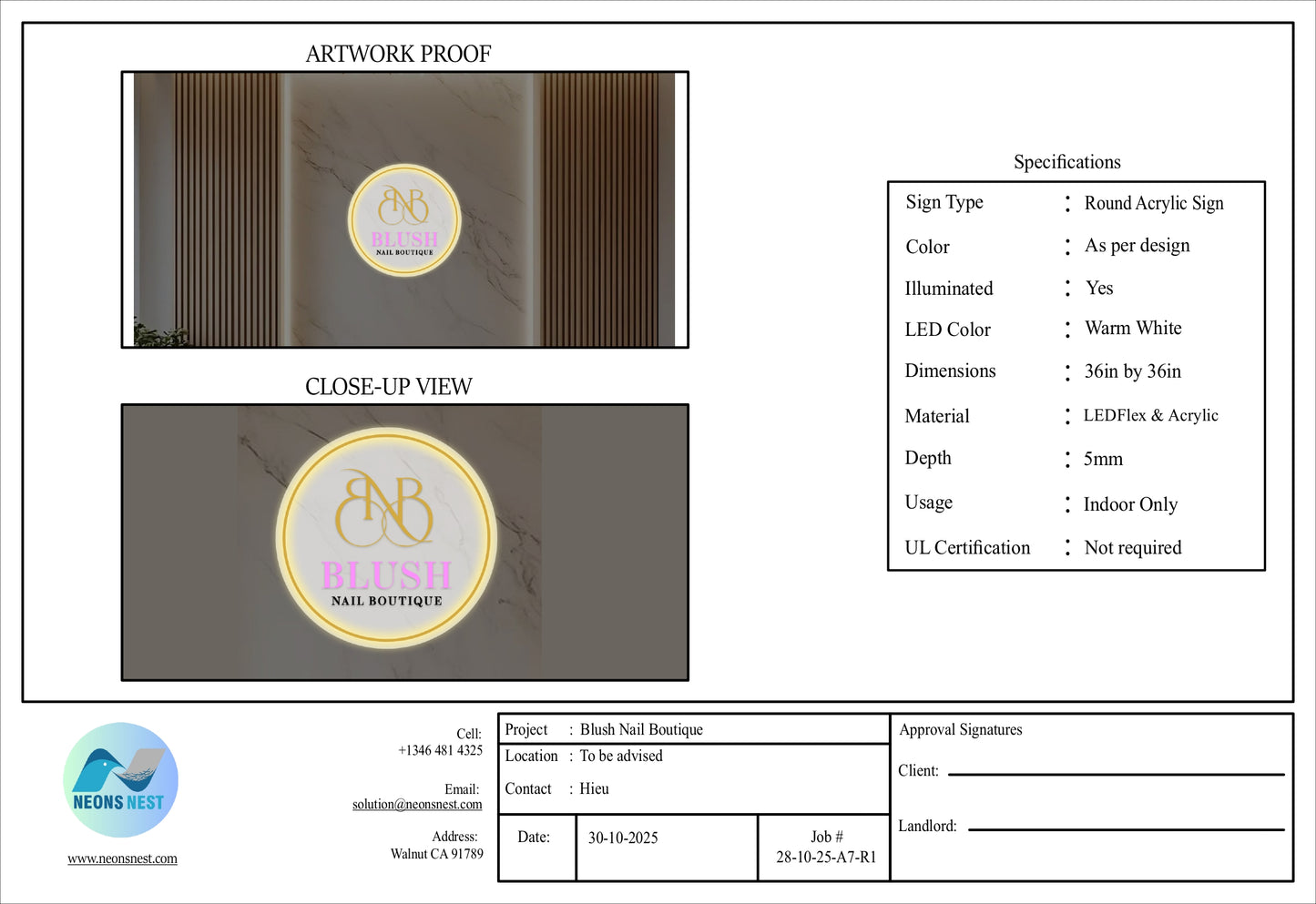 Blush Nail Boutique Signage - Neonsnest.com