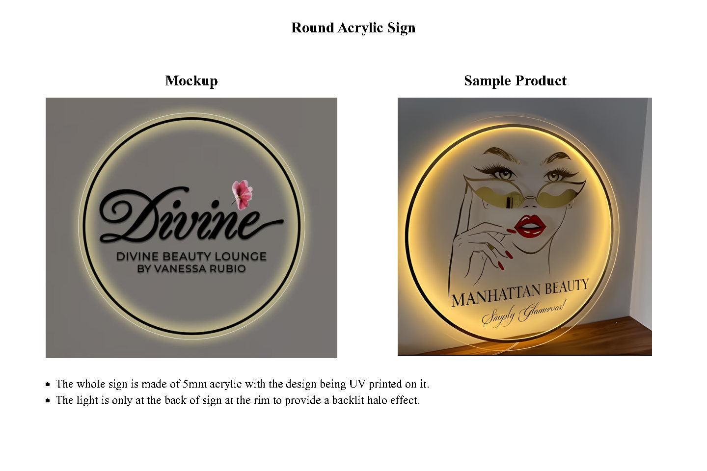 Divine Beauty Lounge Round Acrylic Sign