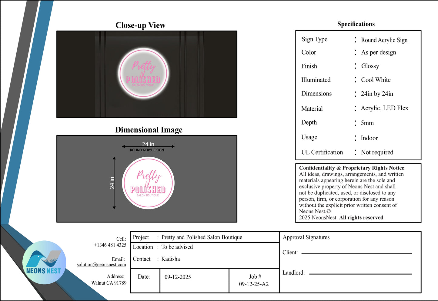 Pretty and Polished Salon Boutique Round Acrylic Sign - Neonsnest.com