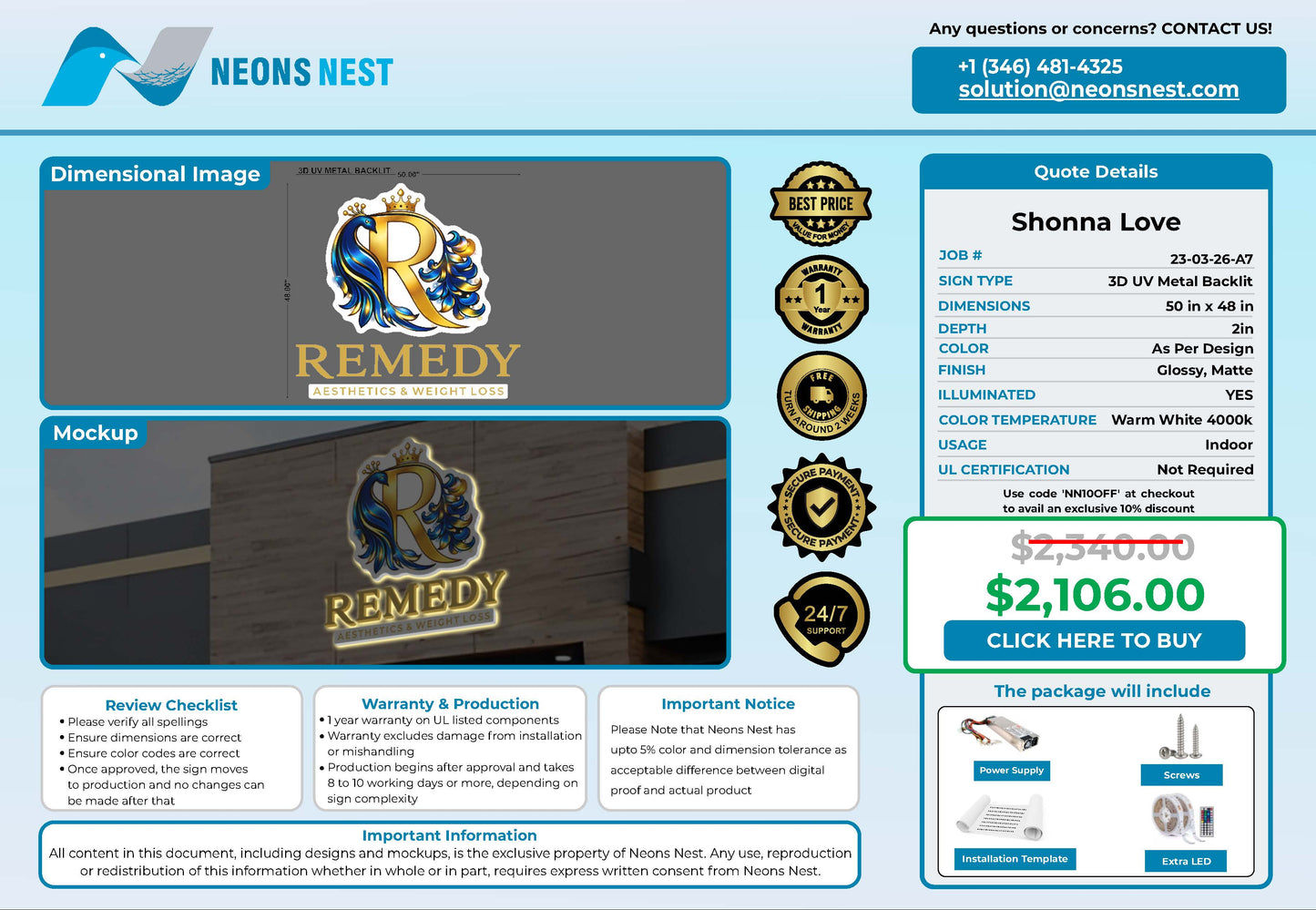 Remedy Aesthetics & Weight Loss 3D Metal Backlit - Neonsnest.com