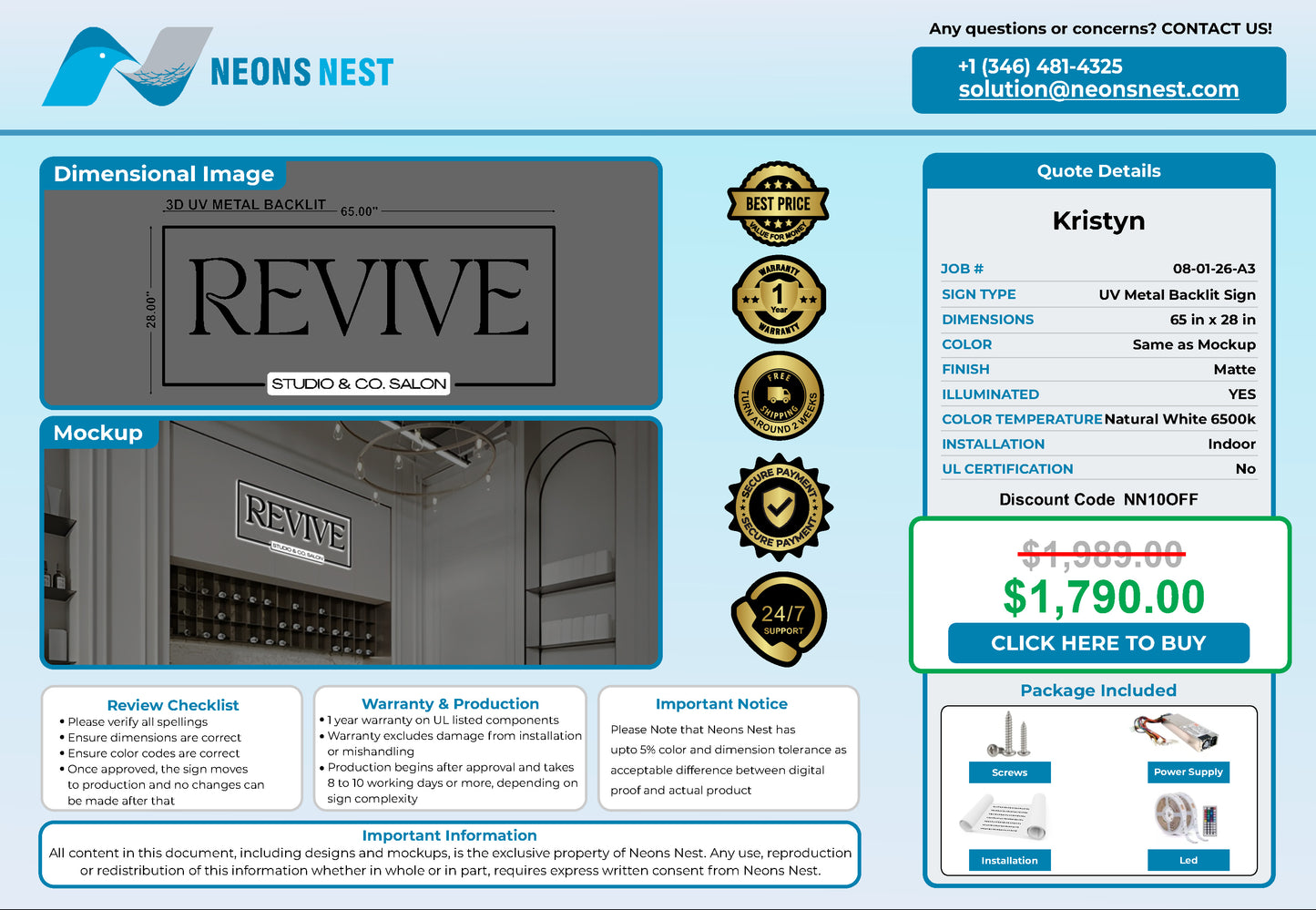 Revive 3D Metal Back-Lit - Neonsnest.com