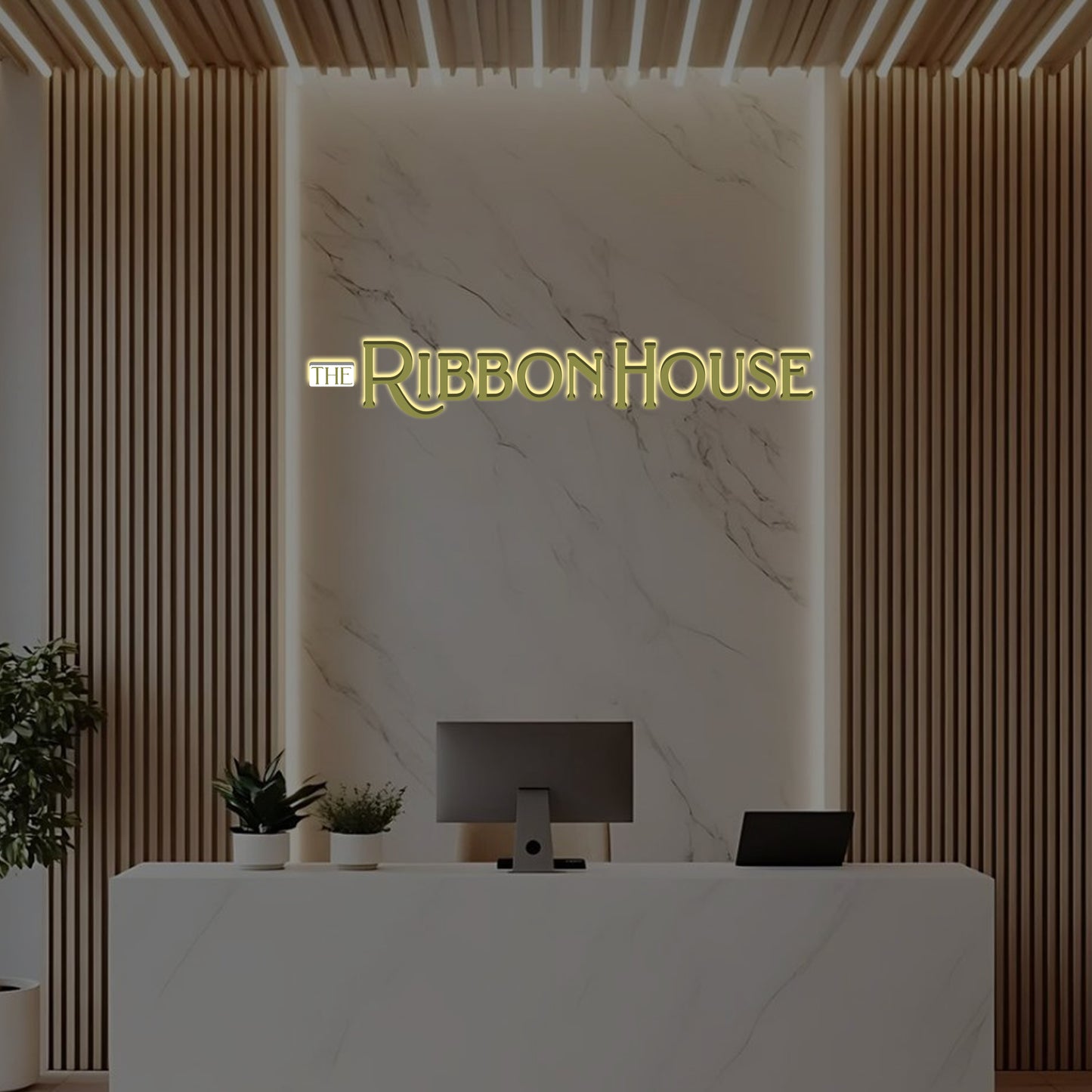 3D Metal Backlit Sign Ribbon House - Neonsnest.com