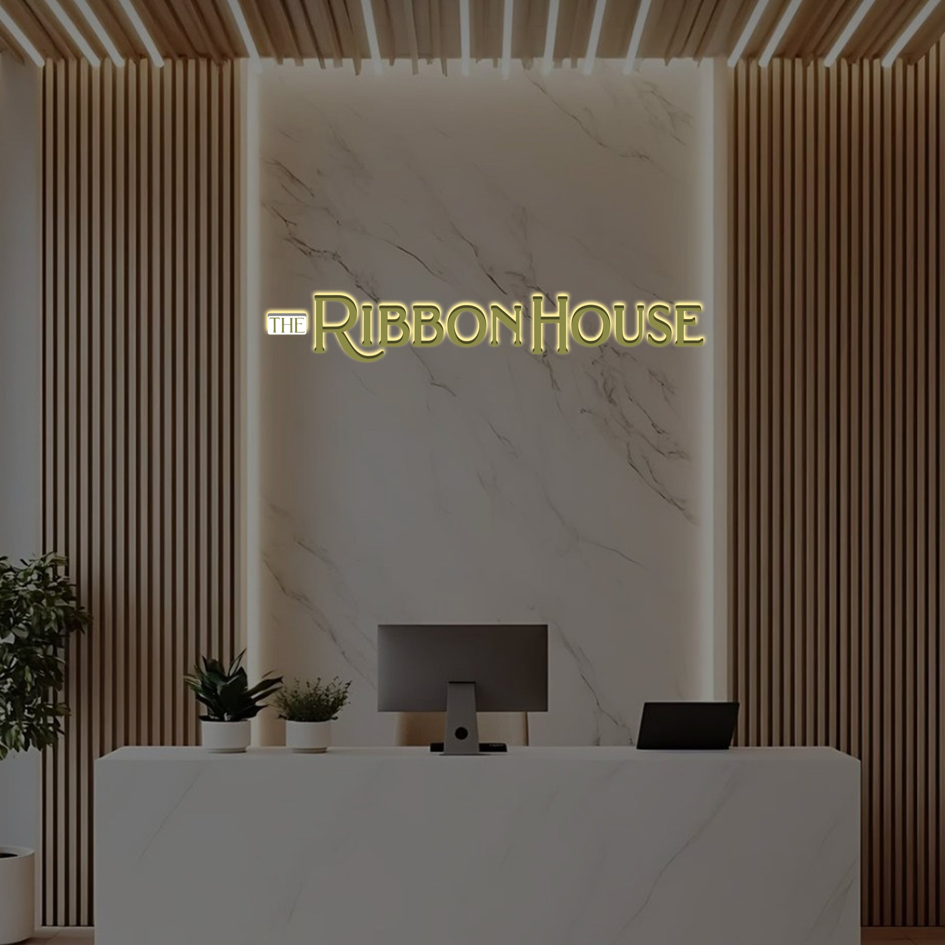 3D Metal Backlit Sign Ribbon House - Neonsnest.com