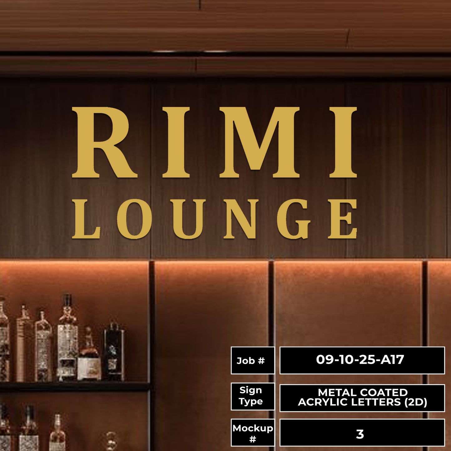 RIMI Lounge | 2D Metal Coated Acrylic Letter Sign