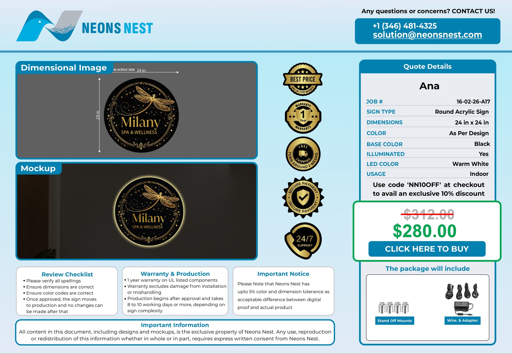 Milany Spa & Wellness Round Acrylic Sign - Neonsnest.com