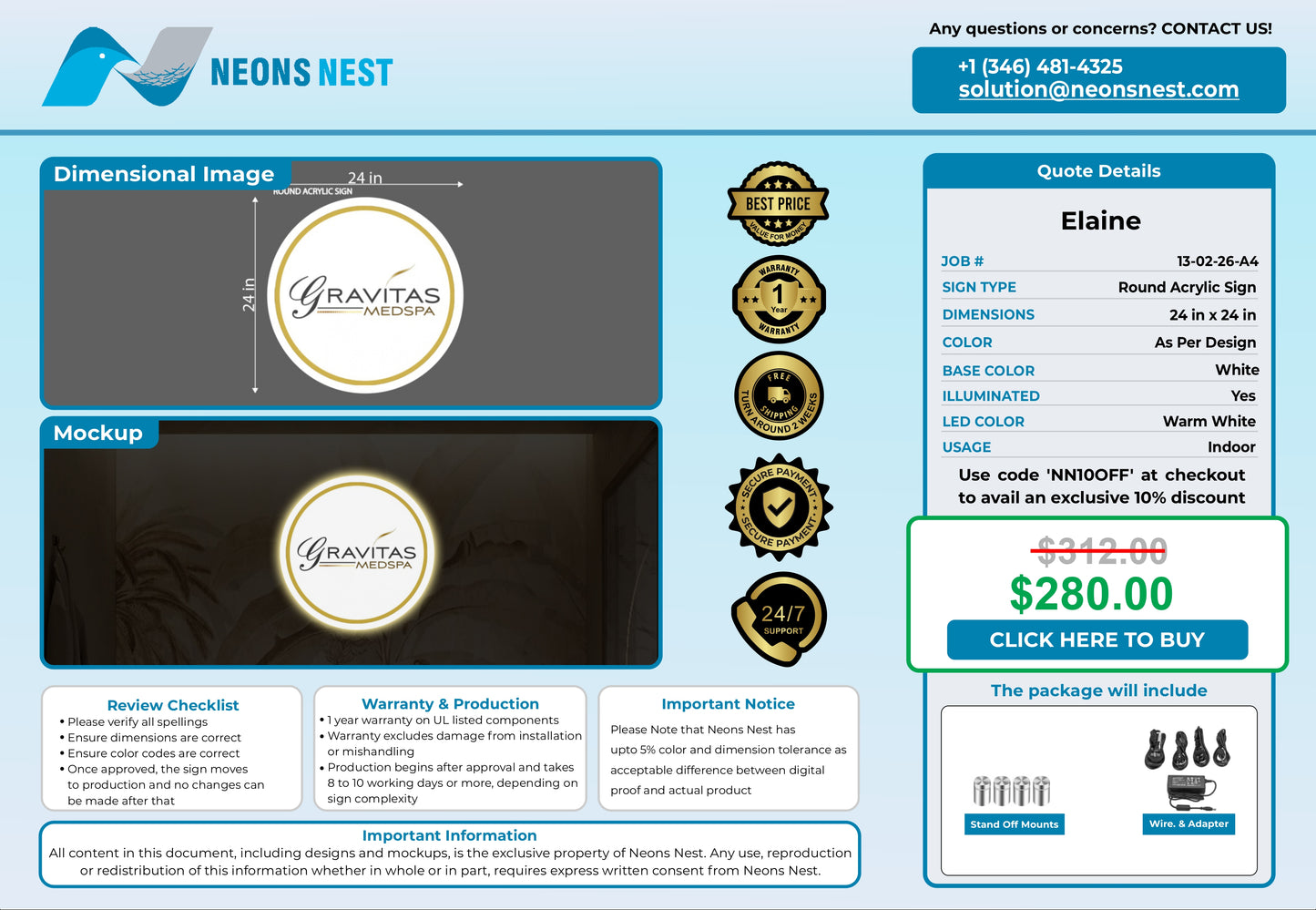 Gravitas Medspa Round Acrylic Sign - Neonsnest.com