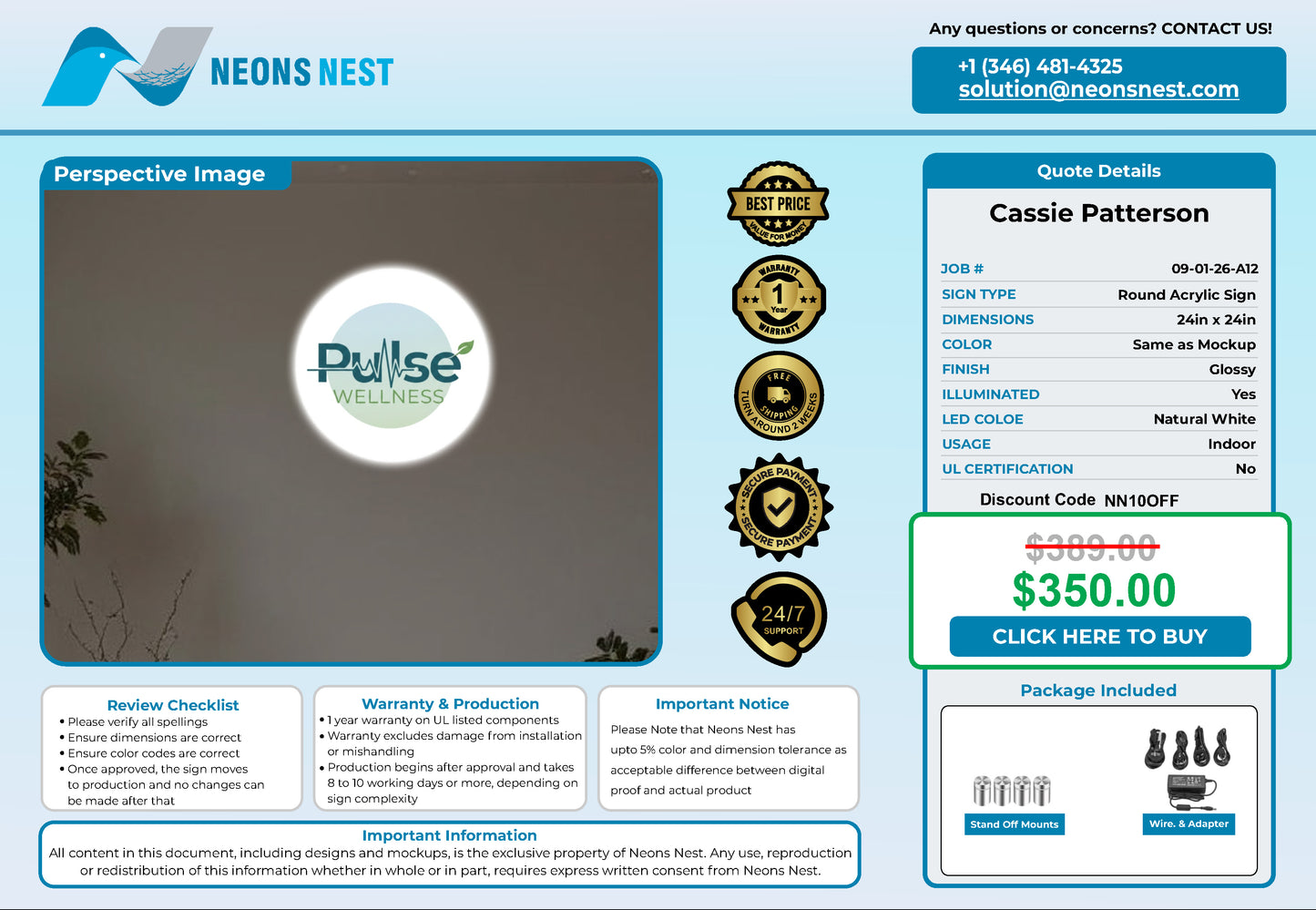 Pulse Wellness Round Acrylic Sign