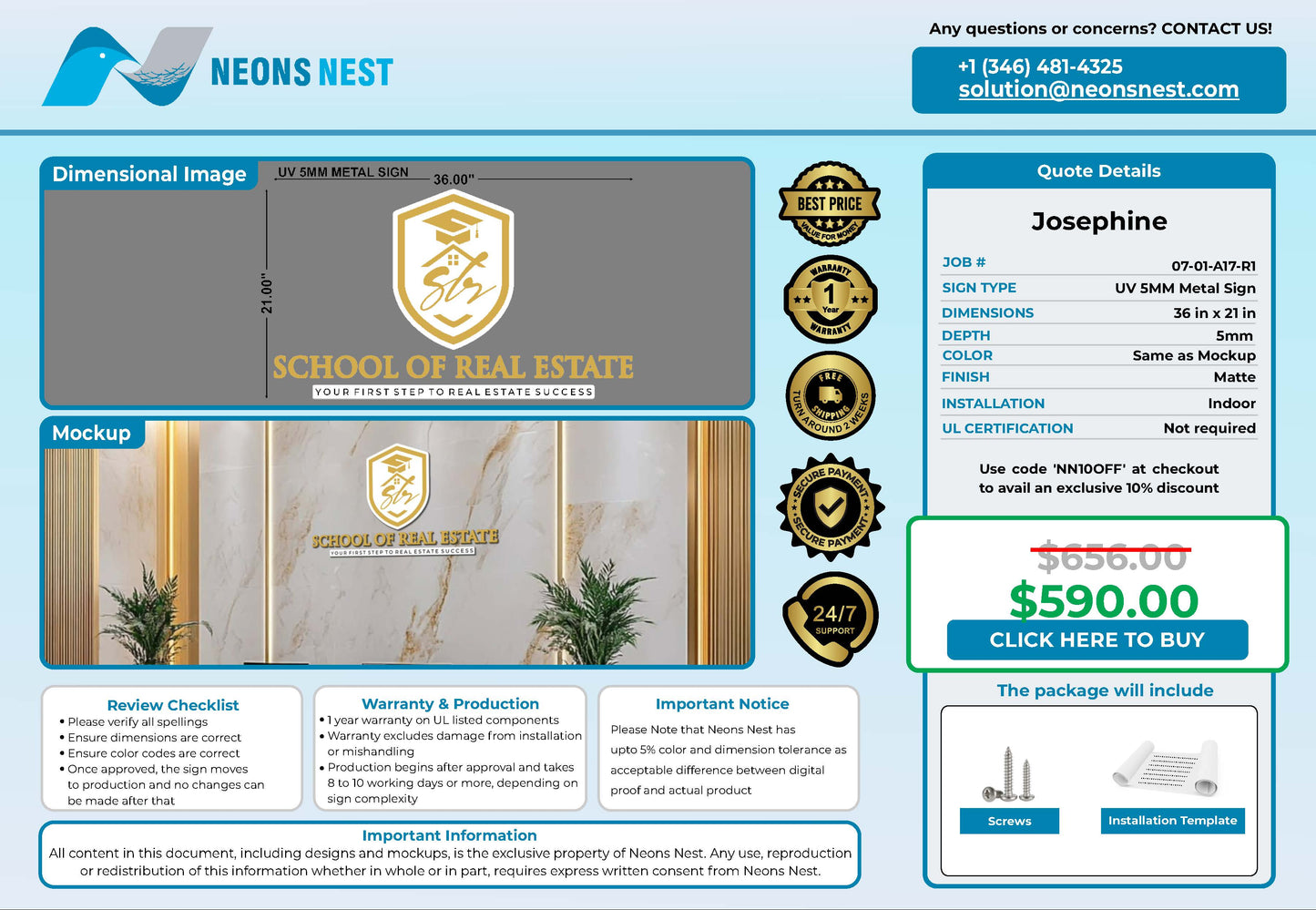 School of real estate 5mm UV Metal Sign