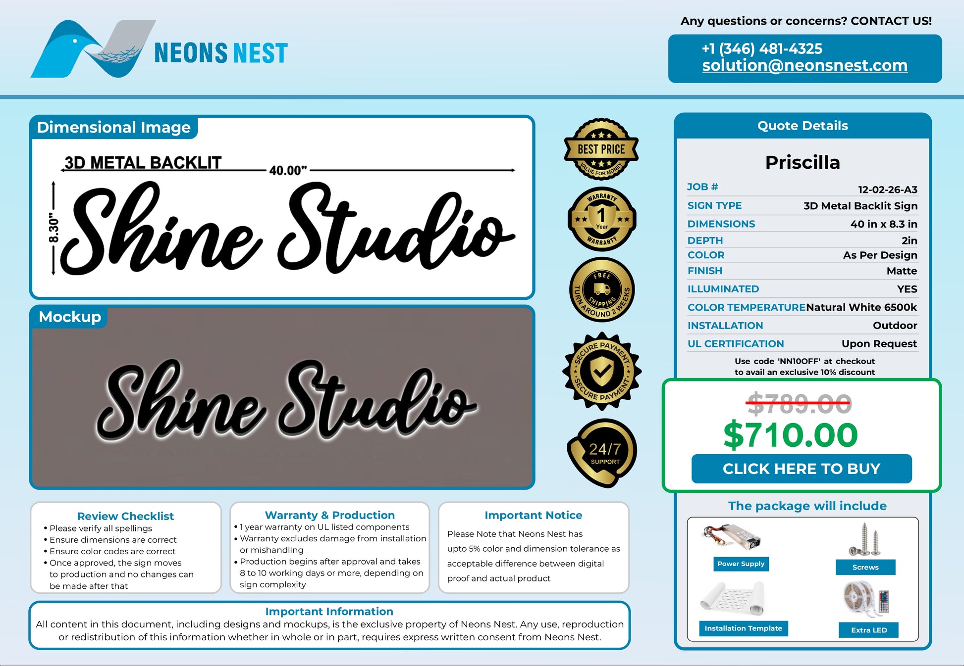 Shine Studio 3D Metal Back-Lit - Neonsnest.com