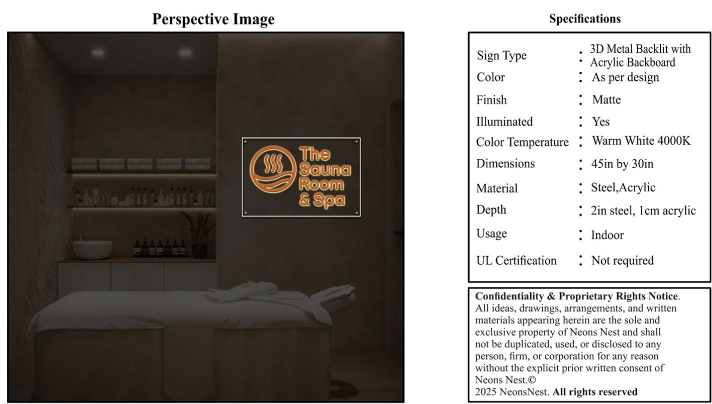 The Sauna Room & Spa Signages - Neonsnest.com