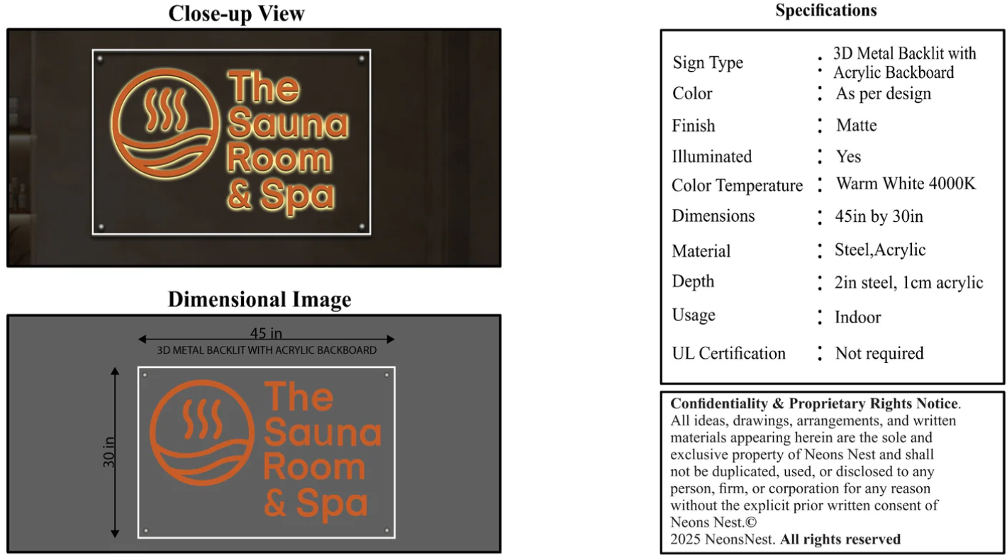 The Sauna Room & Spa Signages - Neonsnest.com