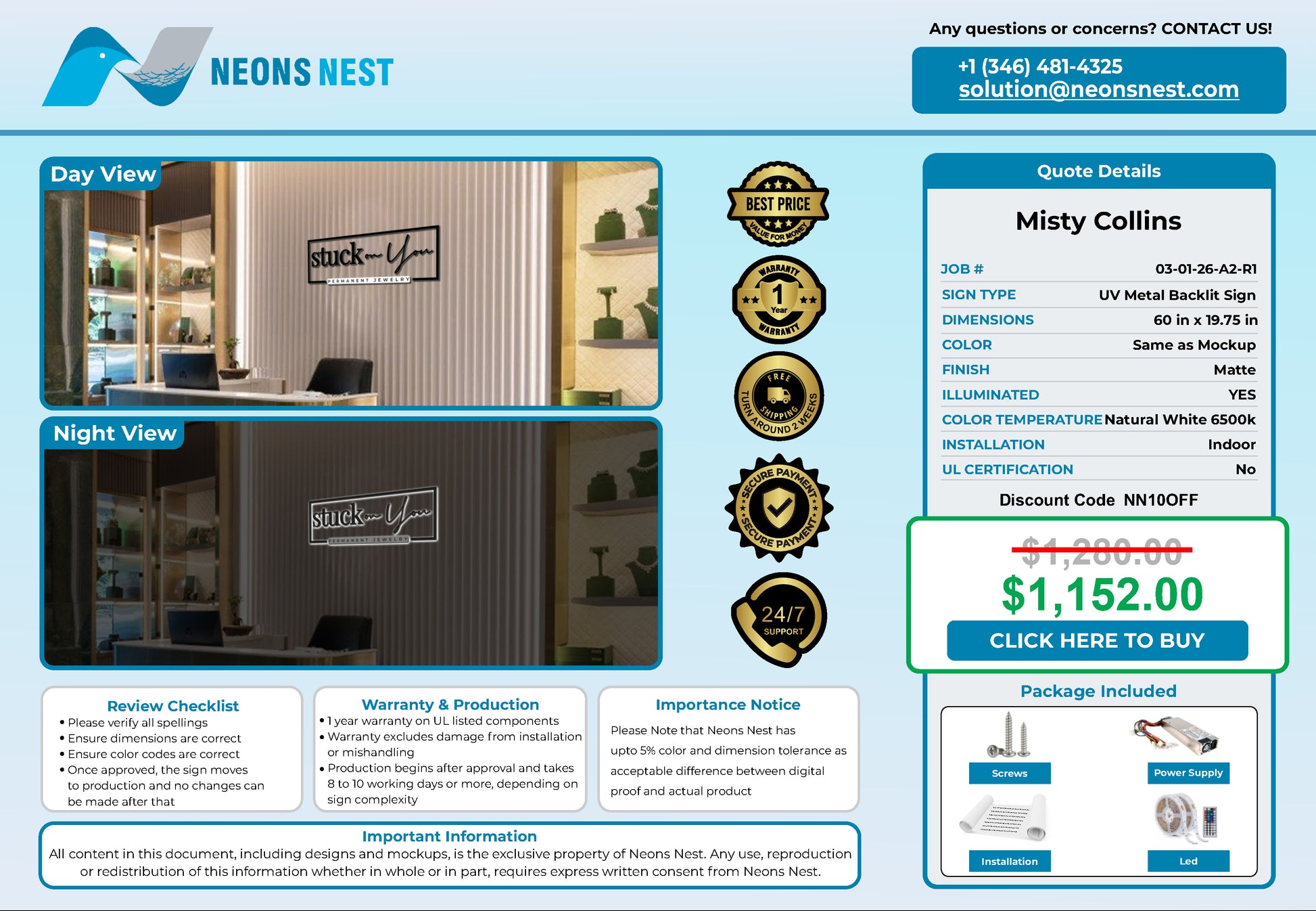 3D UV Metal Backlit Sign for Misty - Neonsnest.com