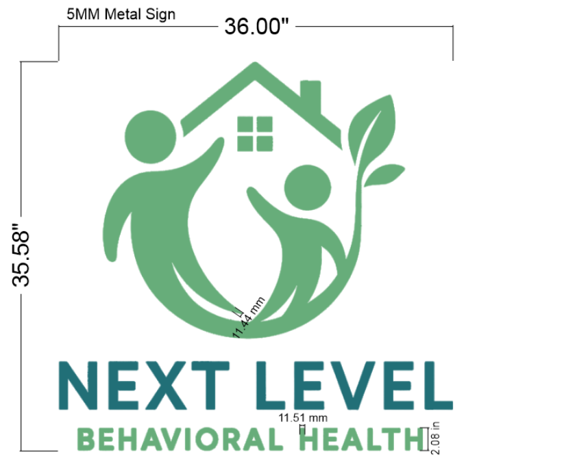 Next Level Behavioral Health 2D Metal Sign