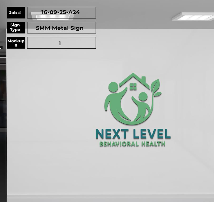 Next Level Behavioral Health 2D Metal Sign