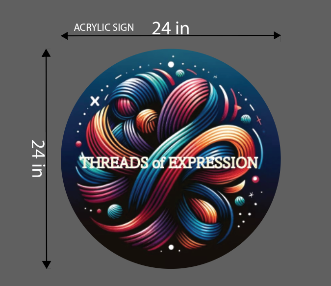 Round Acrylic Sign For  Threads of Expression - Neonsnest.com